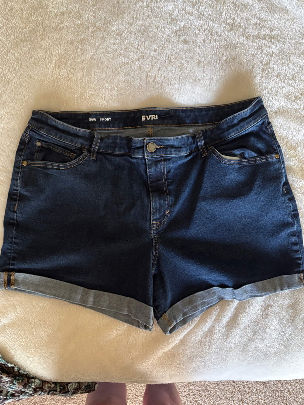 EVRI Dark Indigo Rolled Hem Denim Shorts